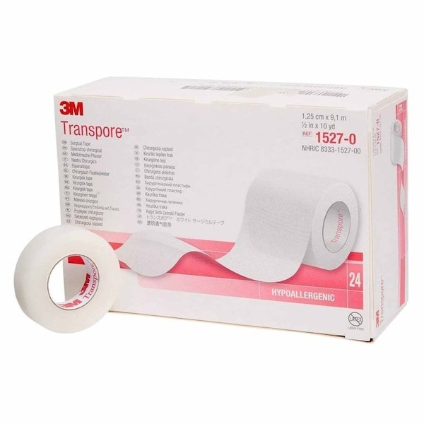 3M Transpore Medical Tape Transparent 1/2 Inch X 10 Yard Plastic NonSterile, 24PK 1527-0 - main